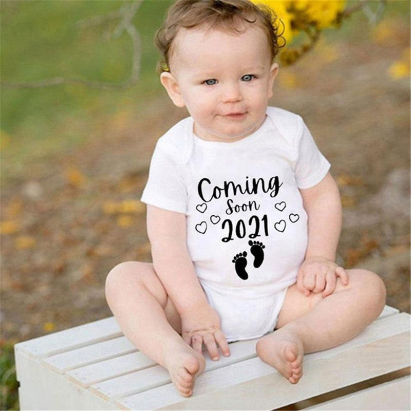 Letter Print Short-sleeved Romper Baby Triangle Romper
