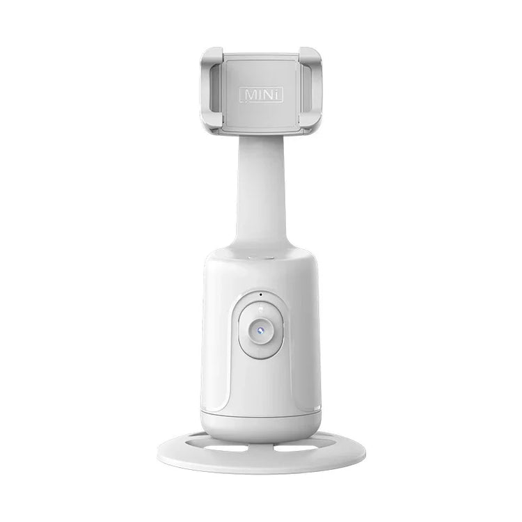 White portable smartphone holder with adjustable clamp, modern minimal design, plastic material