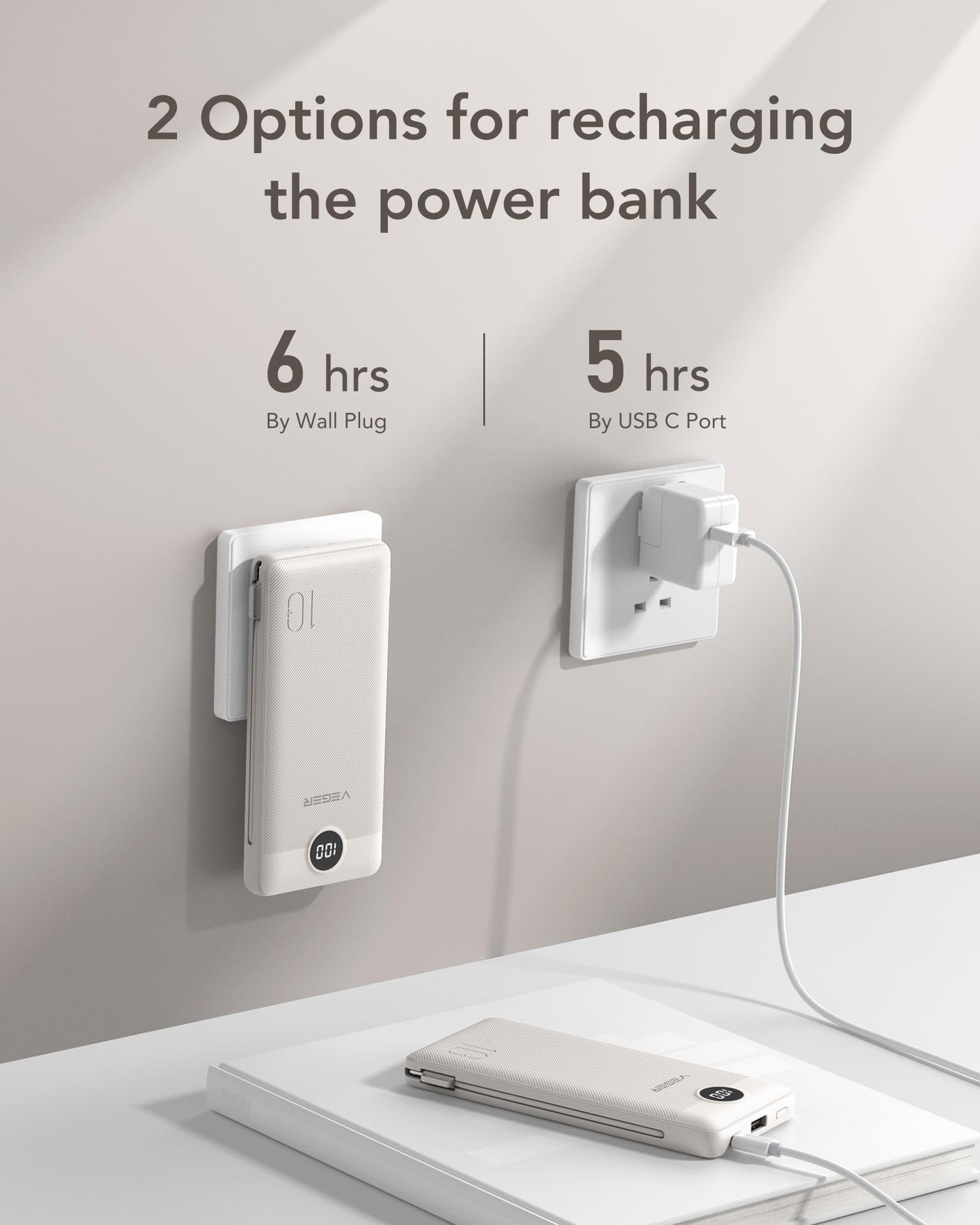 VEGER Portable Charger with Built in Cables
