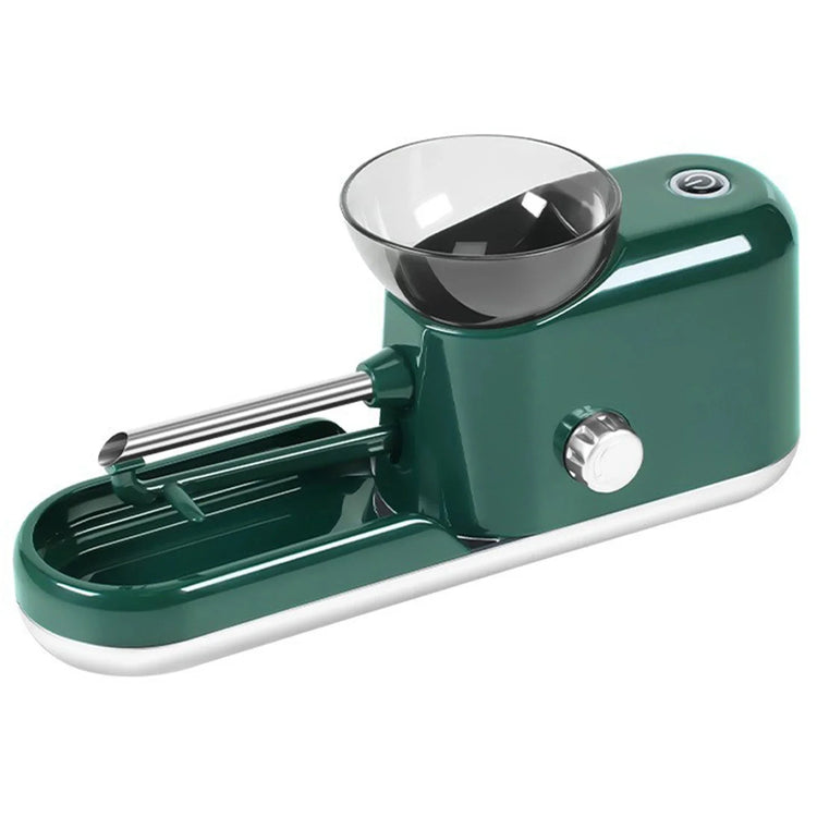 Modern green and silver automatic kitchen appliance with stainless steel details