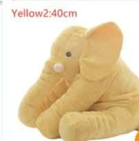 Soft yellow plush elephant toy, large ears, seated, 40cm size, cozy stuffed animal.