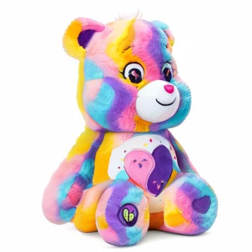 Care Bears 14" Friends Forever Bear Plushie - Tie-Dye Multicolored Made from Recycled Materials! Soft and Huggable! – Good for Girls and Boys,Collectors,Ages 4+