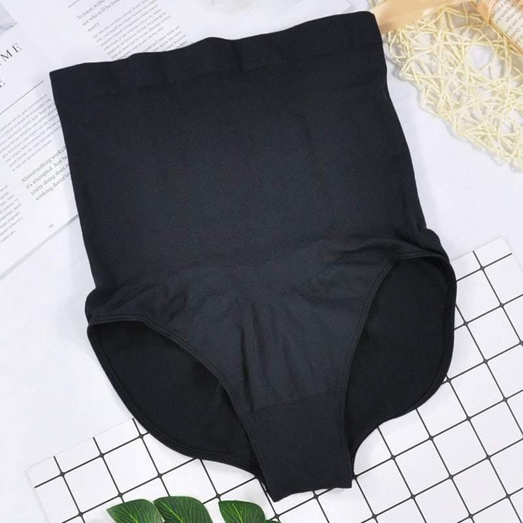 Black high-waisted seamless shapewear underwear, soft stretchy fabric, slim fit