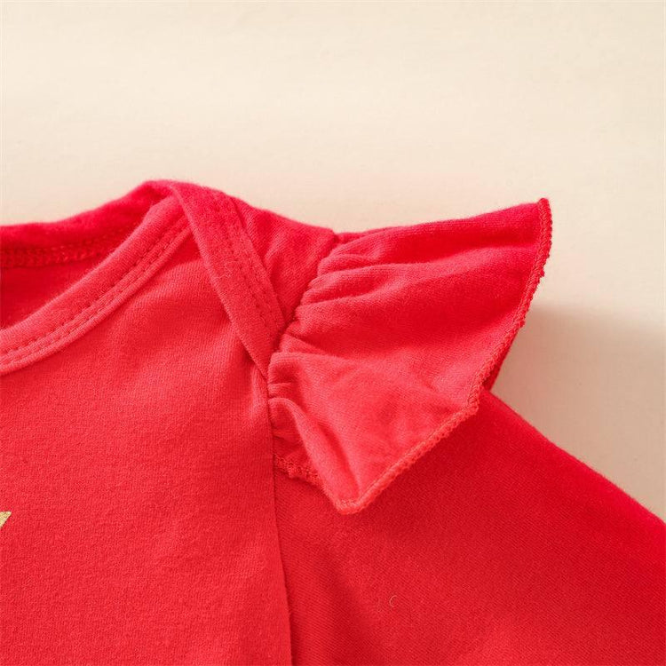 Close-up of red ruffled sleeve on soft cotton shirt, feminine casual streetwear style