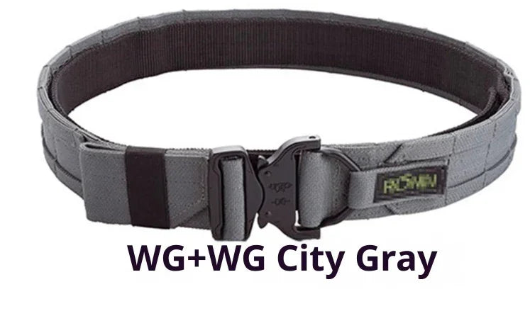 Tactical utility belt in city gray color with sturdy buckle, adjustable fit, and durable fabric