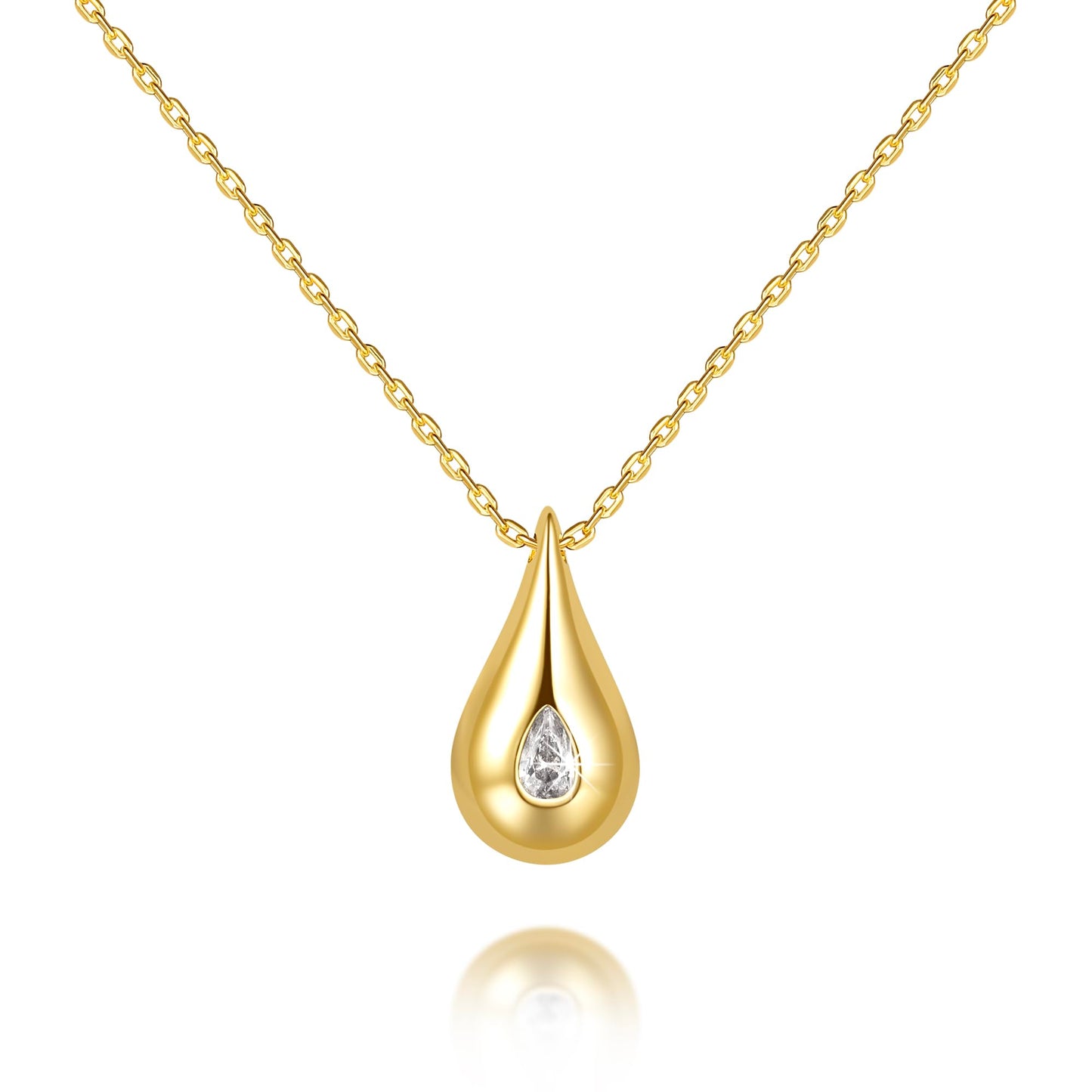 14K Gold Necklaces for Women Gold Pendant Necklaces for Women Trendy with Cubic Zirconia Delicacy and Grace Everyday Simple Teardrop Necklace for Womens