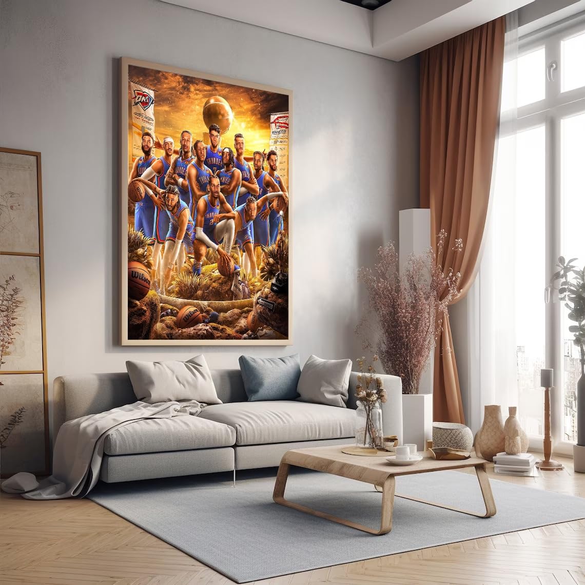 2025 West Champions Basketball Oklahoma Thunder TEAM Poster For Kids Fans Room Bedroom Wall Decor-Alexander Feramed Canvas Art Print Picture For Teen Boy Birthday Gifts
