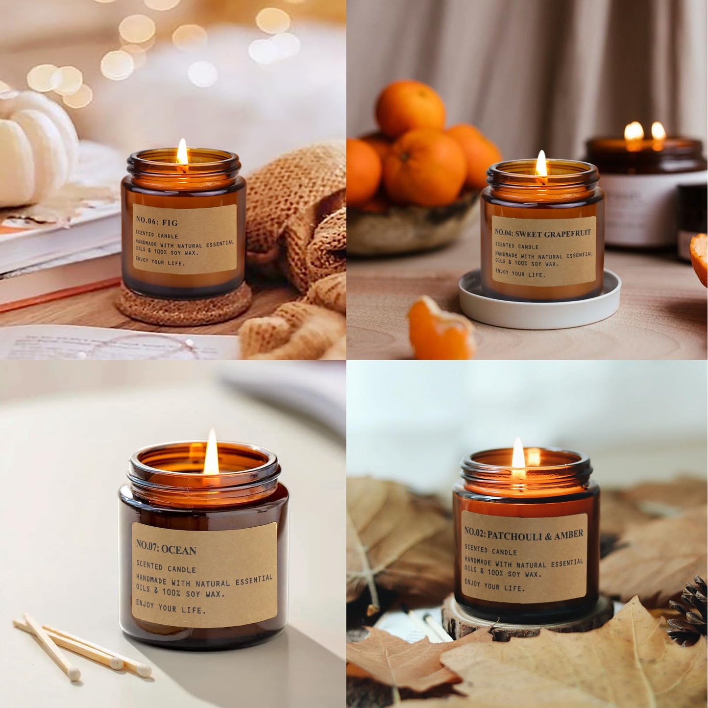 Feibao 8 Pack Candles for Home Scented, Aromatherapy Jar Candle Gifts for Women, Natural Soy Wax Amber Candle Set, Scented Candles Set for Birthday Valentine Mother's Christmas Day Present