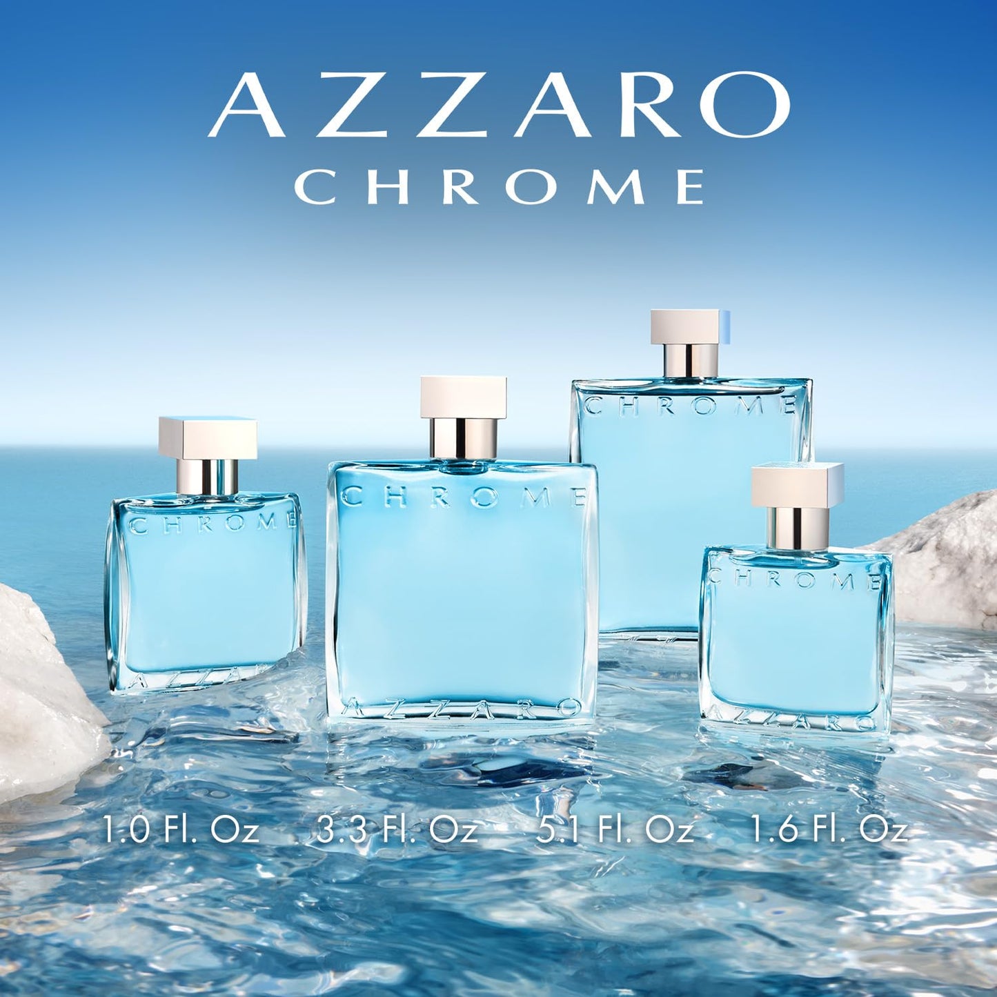 Azzaro Chrome Eau de Toilette - Fresh Aquatic Mens Cologne - Citrus, Woody, Musky Fragrance -Fresh Everyday Wear - Classic Summer Beach Scent - Luxury Perfumes for Men - Travel Size, 1.6 Fl. Oz