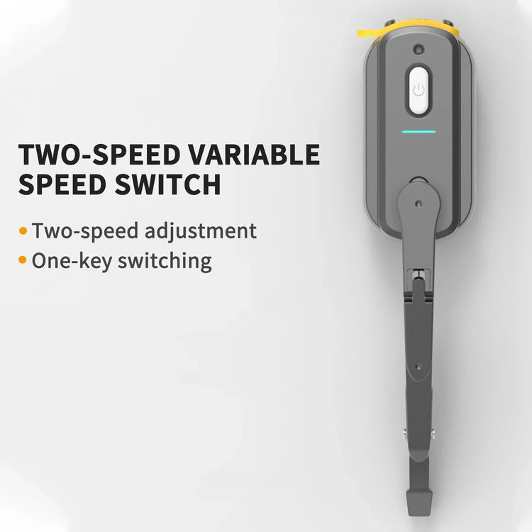 Gray tech device with two-speed variable switch and power button, modern adjustable design