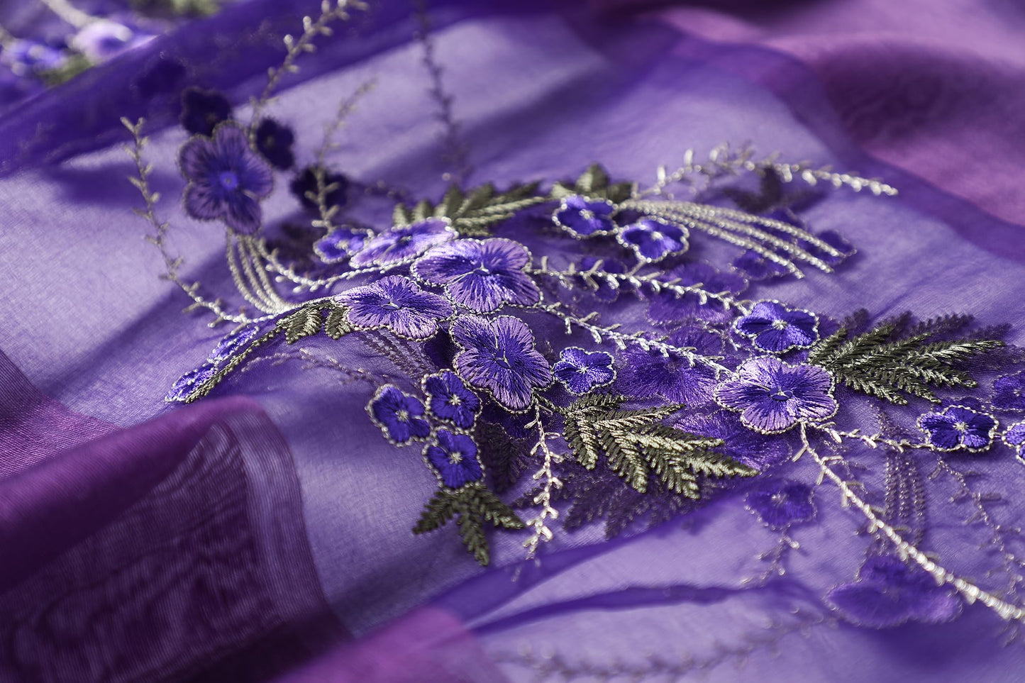 WINCESS.YU Silk Scarf for Women Lightweight Shawls and Wraps for Weddings Fashion Pashmina Shawl Embroidered Scarves (Purple)
