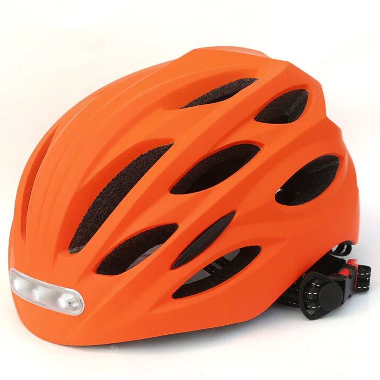 Bright orange lightweight bike helmet with multiple vents and adjustable fit, matte finish