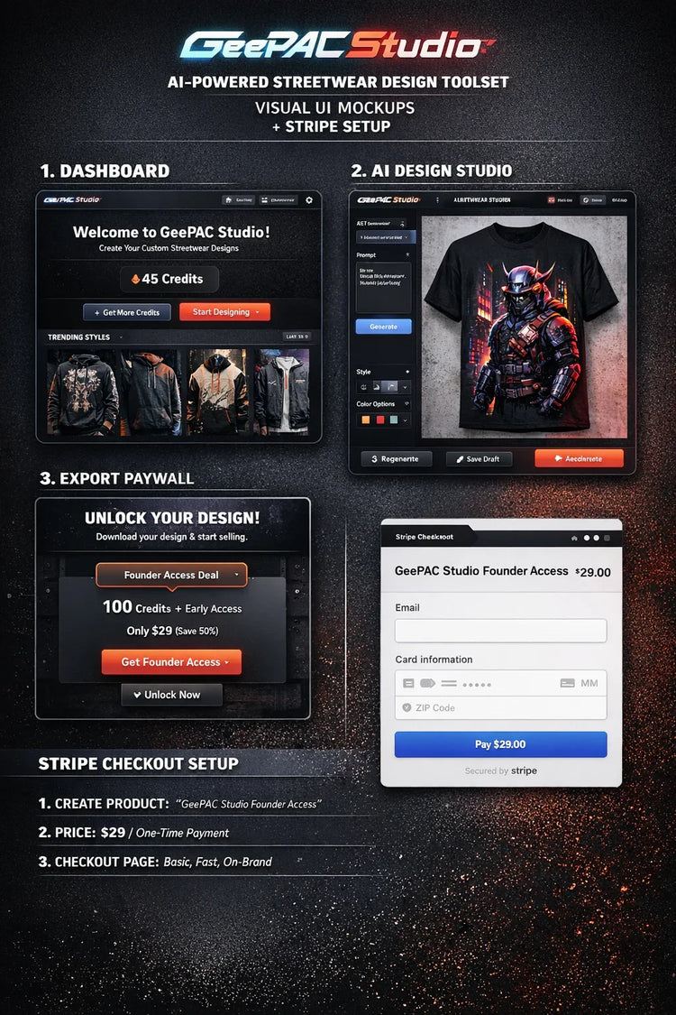 Futuristic streetwear mockups showing dark hoodies and a black graphic t-shirt with a robot design, featuring bold prints and athletic fits.