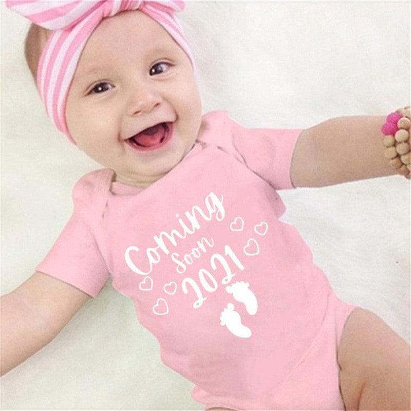 Letter Print Short-sleeved Romper Baby Triangle Romper