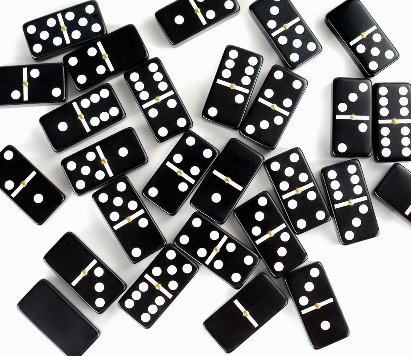 Bucher&Rossini Dominoes Set Double 6 - Claasic Black Domino's Game Set with Metal Surface for Adults and Kids Idea Gift Present for Domino Players or Family Game Night