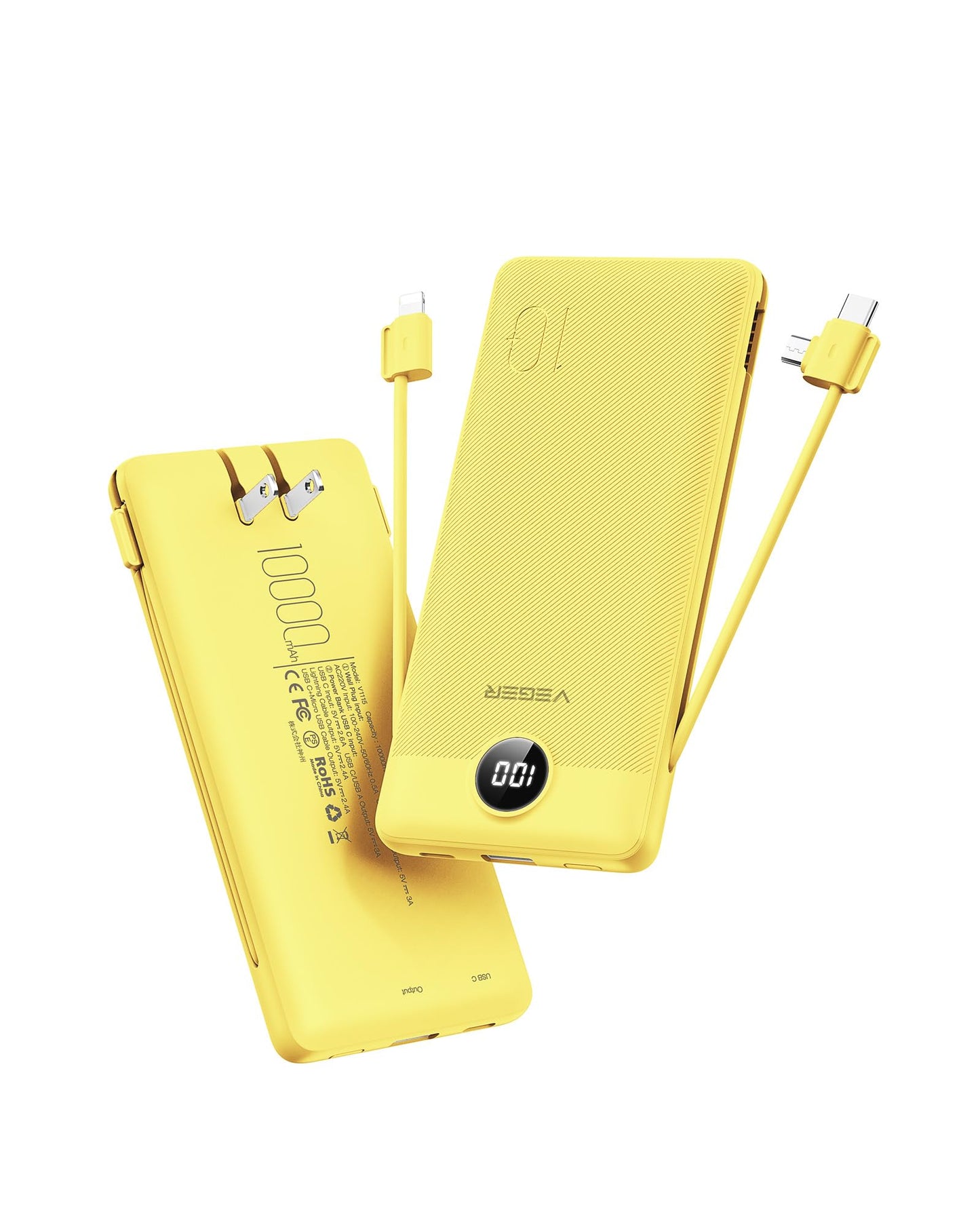 VEGER Portable Charger with Built in Cables