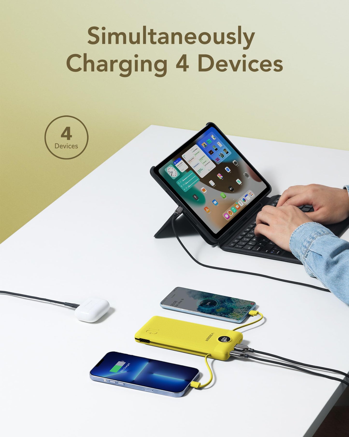 VEGER Portable Charger with Built in Cables