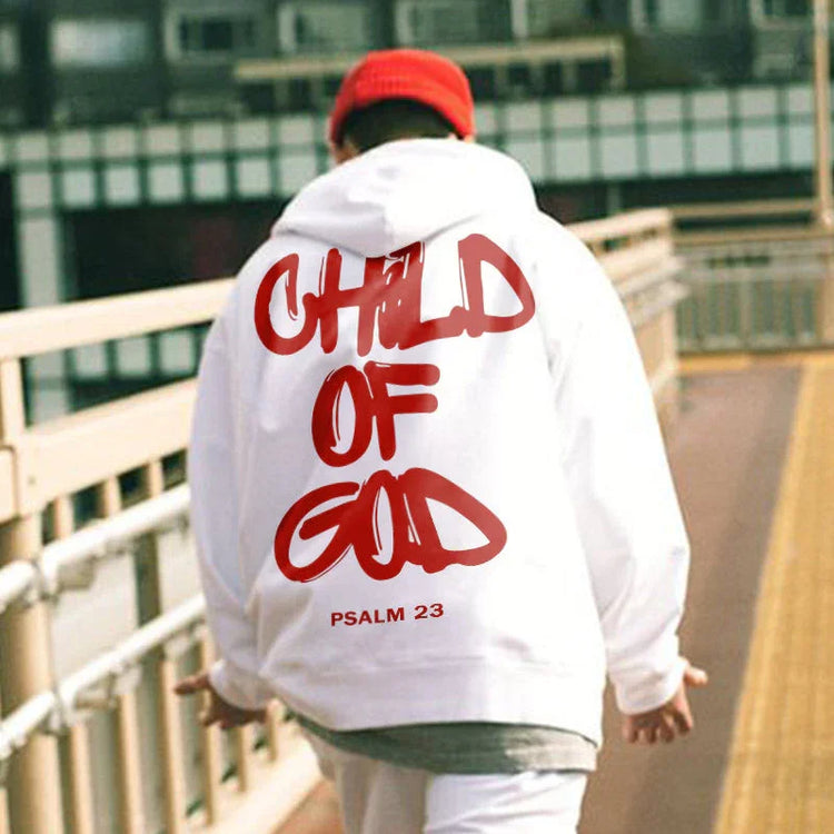 White oversized hoodie with red graffiti &