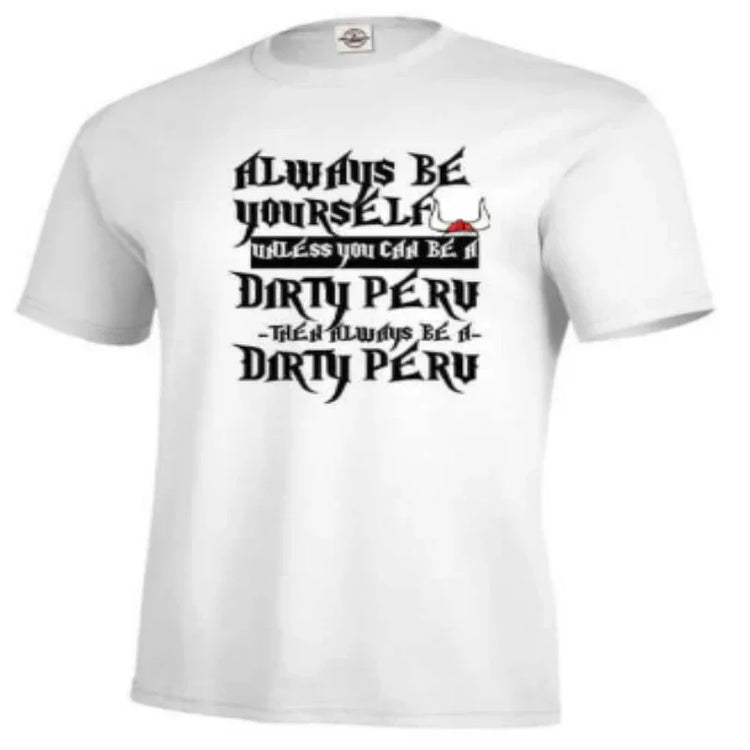 White cotton unisex t-shirt with black bold graphic text, modern streetwear style, regular fit.