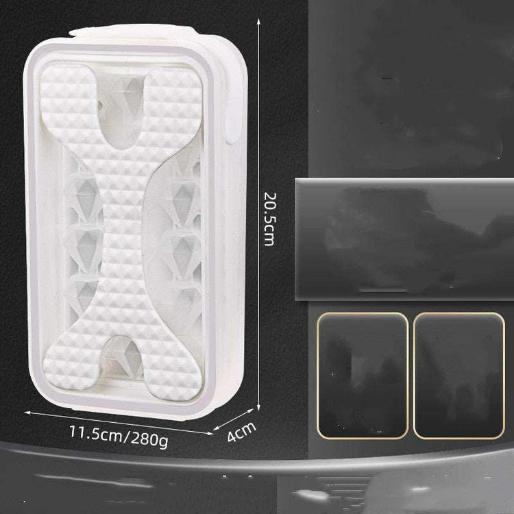 Rectangular white plastic container with geometric pattern, measuring 20.5 x 11.5 x 4 cm