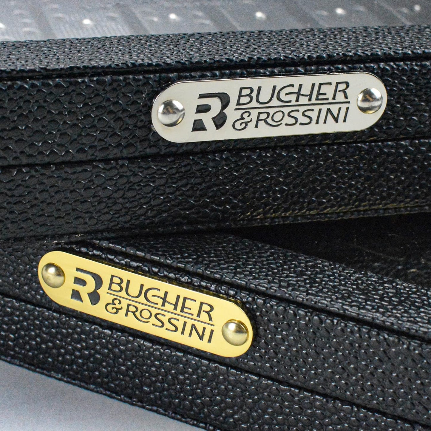 Bucher&Rossini Dominoes Set Double 6 - Claasic Black Domino's Game Set with Metal Surface for Adults and Kids Idea Gift Present for Domino Players or Family Game Night
