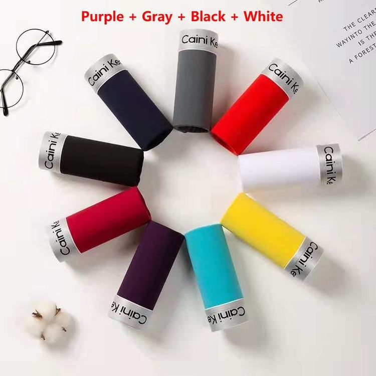 Assorted rolled cotton crew socks in purple, gray, black, white, red, and more colors.