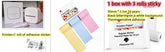 Mini portable thermal printer with adhesive sticker rolls in white, blue, yellow, and pink, compatible with thermosensitive label paper.