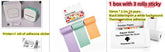 Thermal label printer with USB cable and adhesive sticker rolls in assorted pastel colors