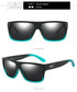 Rectangular black and green sunglasses with gradient frames and dark tinted lenses.