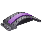 Black and purple adjustable back stretcher with ergonomic arch and acupressure points