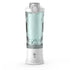 White and clear portable electric blender with geometric textured cup and power button