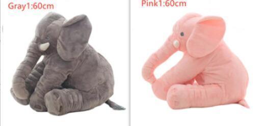 Gray and pink plush elephant toys, 60cm, soft fabric, sitting pose, lifestyle accessory.
