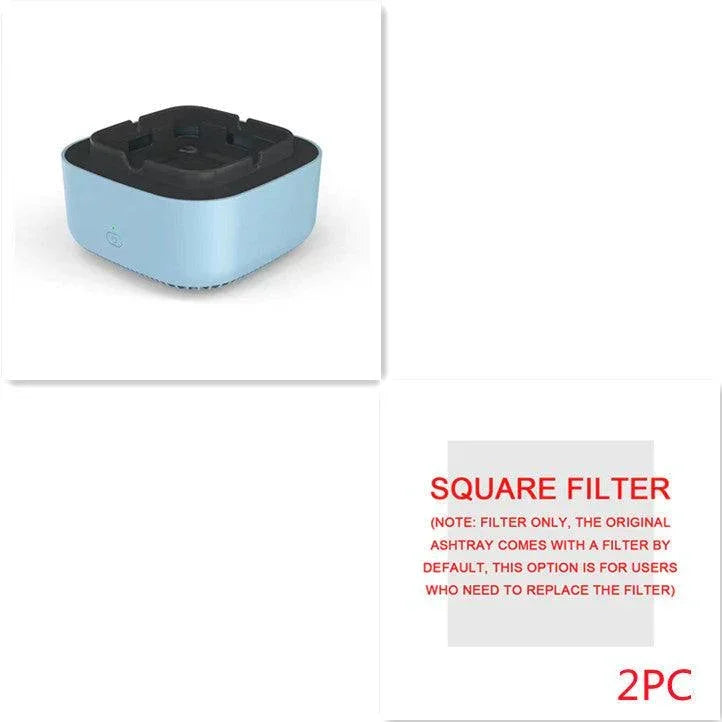 Square black and blue ashtray filter replacement, modern plastic design, 2-piece set