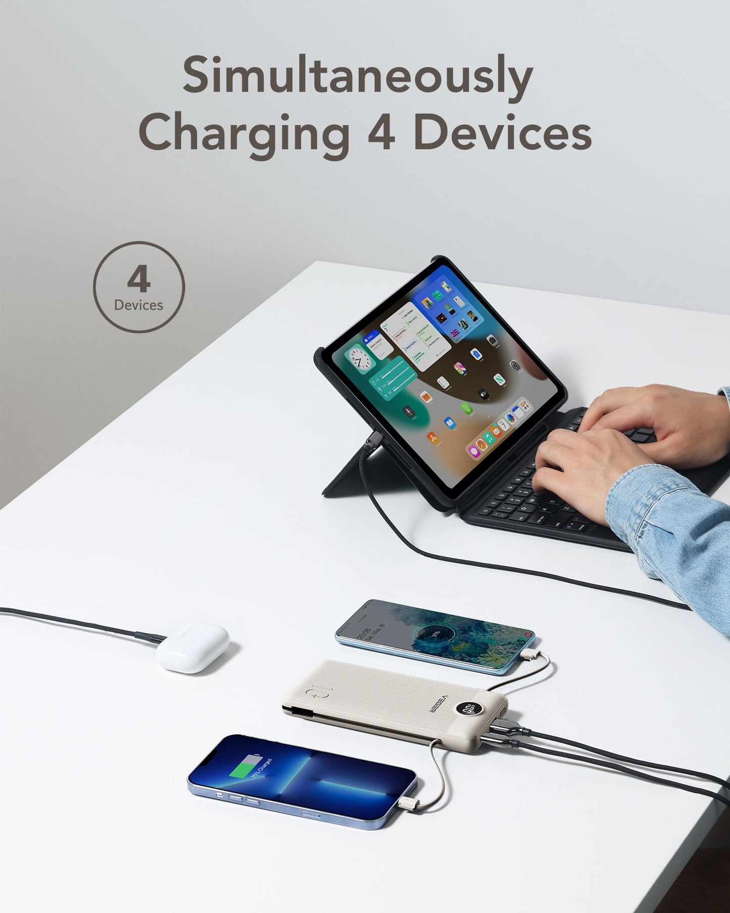VEGER Portable Charger with Built in Cables