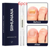 Antifungal pen for toenail care with before and after treatment comparison photos