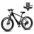 Black fat tire electric bike with disc brakes, LCD display, and sporty matte finish
