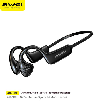 Black air conduction sports wireless Bluetooth headset with sleek, ergonomic design