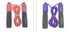Red and purple adjustable jump ropes with foam handles on white background