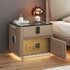 Modern beige and gold smart nightstand with lockable drawer, safe, and LED lighting