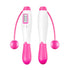 Digital pink and white cordless jump rope with ergonomic handles and LCD counter