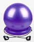Purple stability balance ball with resistance bands, textured surface, fitness equipment.