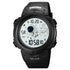 Black digital watch with rubber strap and cartoon astronaut display, sporty fit.