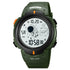 Green digital watch with black bezel, astronaut space graphic, and adjustable silicone strap