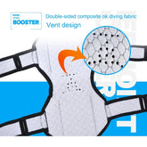 White knee support brace with breathable mesh fabric and adjustable straps, closeup vented design.