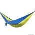 Blue and yellow lightweight nylon hammock with double-layer design, casual outdoor style