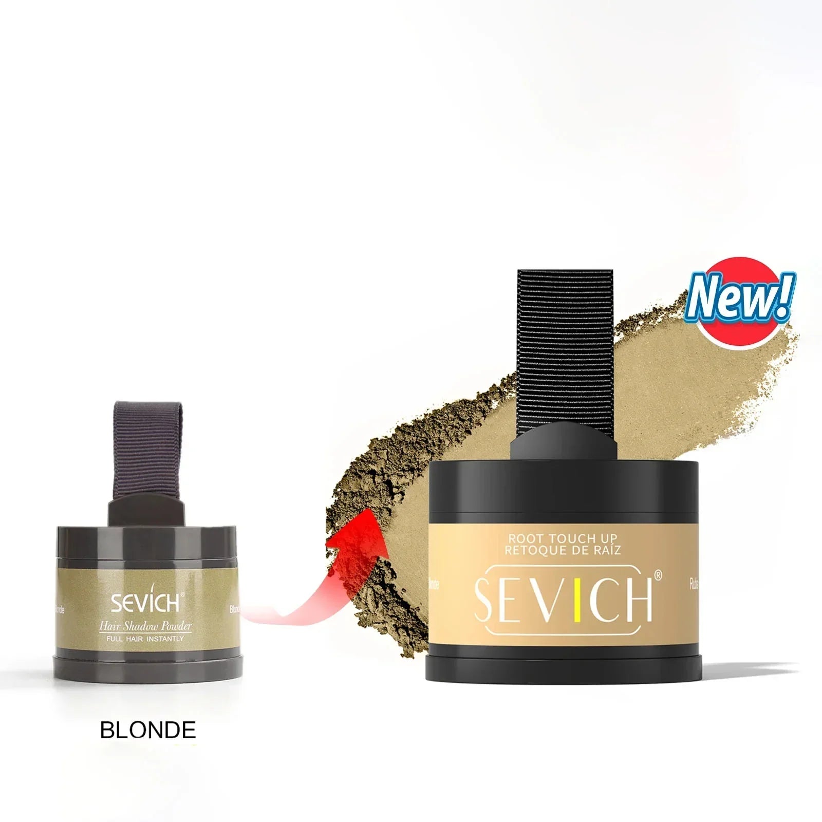 Blonde hair shadow root touch up powder in compact container with applicator