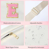 YOOLIFE Initial Crossbody Bag with hand-embroidered letters, adjustable buckles, metal zipper, waterproof and anti-scratch design.