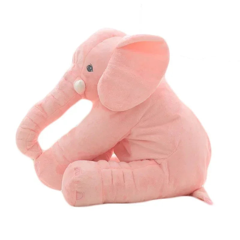 Soft pink plush elephant toy with smooth fabric and cuddly, oversized fit
