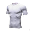 White textured compression shirt, slim fit, breathable fabric, athletic style