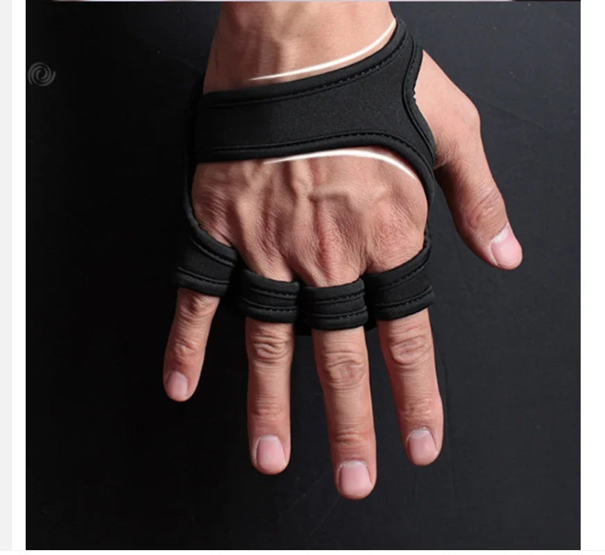 Black fingerless glove with ergonomic design, sleek fit, and modern streetwear style